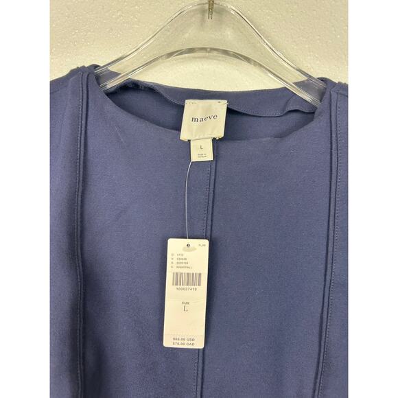 Anthropologie Maeve NWT Seamed Shell Top Navy Blue Business Casual Office - Picture 3 of 7